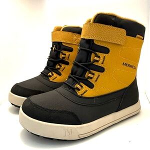 Merrell Kids Waterproof Black and Gold | Faux Fur Lined | Hook & Loop US 2 youth